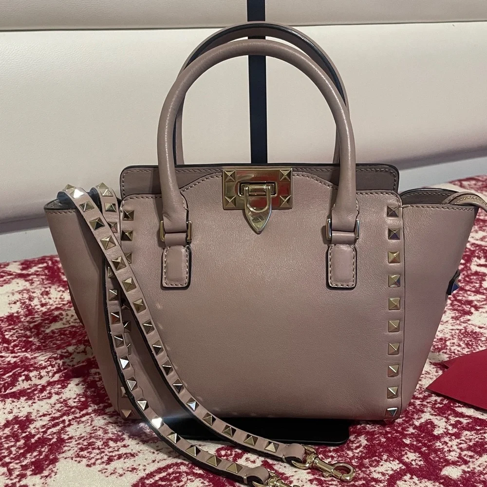 Valentino Garavani Studded Taupe Crossbody Bag - Picture 4 of 14